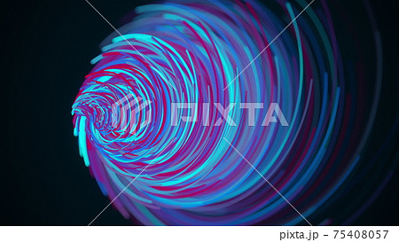 Funnel of random lines, computer generated. 3d rendering of an abstract spiral background. 75408057