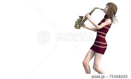 Sax を吹く若い女性 Perming3dcg イラスト素材のイラスト素材