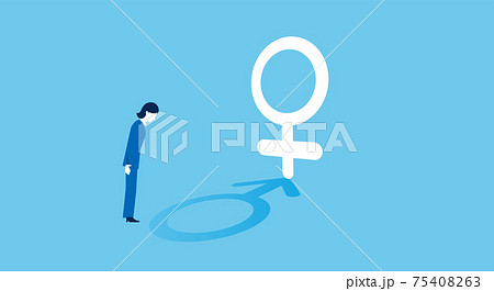 性同一性障害のイラストイメージ、男性と女性のマーク、ベクター素材 75408263