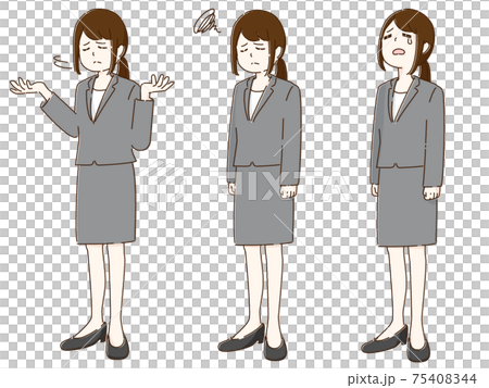 Women with negative movements and facial expressions 3 sets of colors Women with negative movements and facial expressions 3 sets of colors 75408344
