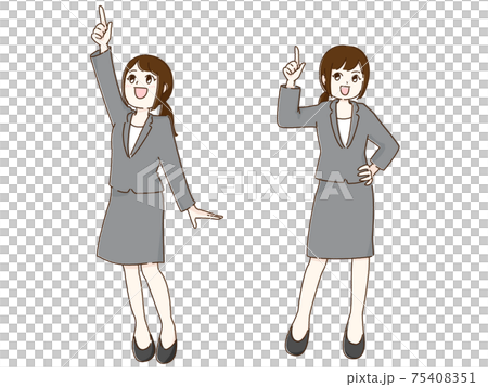 指著某事以上2模式設置顏色的女人的插圖 指著某事以上2模式設置顏色的女人的插圖 75408351