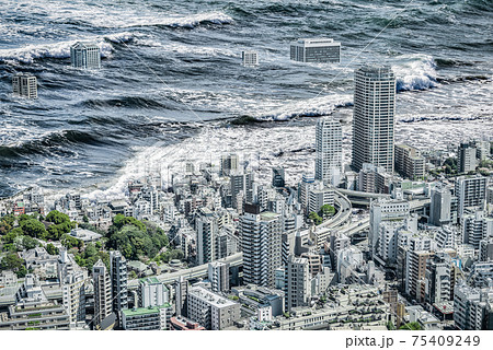 東京の津波イメージ 東京の津波イメージ 75409249