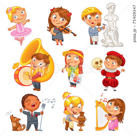 Hobbies. Funny cartoon character 75409347