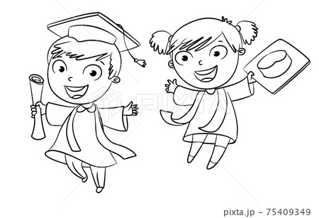 Graduate. Funny cartoon character Graduate. Funny cartoon character 75409349