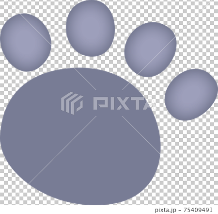 グレーの動物の足跡　水彩画風 75409491