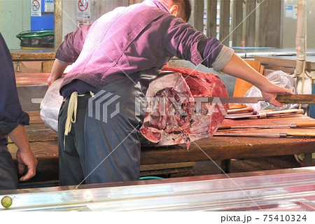 大間産本マグロの解体とマグロの競り。 75410324