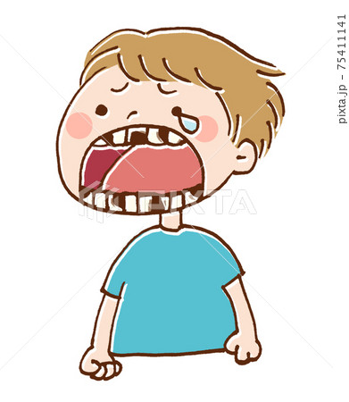 虫歯になった男の子のイラストのイラスト素材