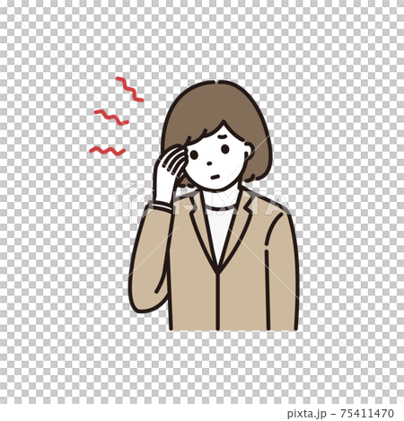頭痛に悩むスーツ姿の若い女性 75411470