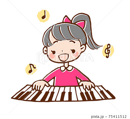 ピアノを弾く女の子のイラストのイラスト素材 75411512 Pixta