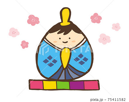 かわいいお内裏様　ひな祭／イラスト素材A 75411582