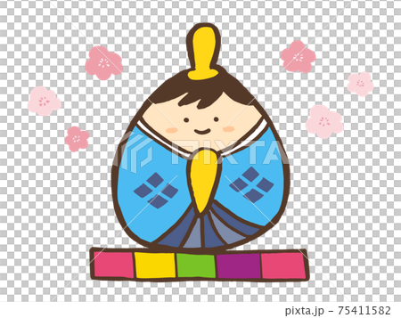 かわいいお内裏様　ひな祭／イラスト素材A 75411582