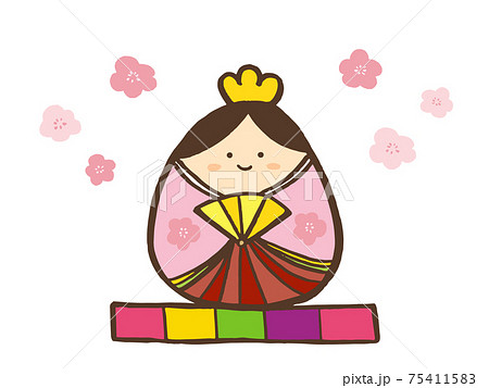 かわいいお雛様ひな祭り／手描きイラスト素材Aのイラスト素材