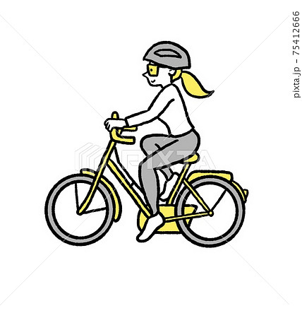 ロードバイクに乗る女性のイラストのイラスト素材