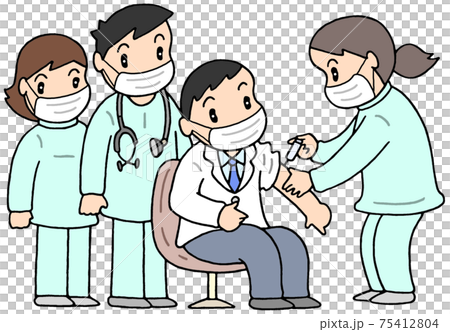 医療従事者へのワクチン接種 マスク着用ver のイラスト素材