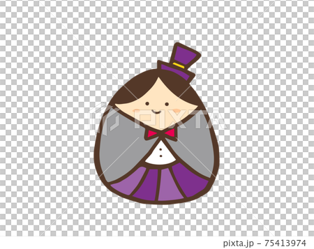 可愛的萬聖節角色扮演女孩/手繪插圖素材 75413974
