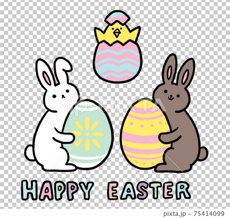 Easter bunny. イースターバニー、イースターエッグのイラストの