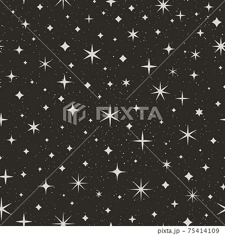 Night Starry Sky Seamless Pattern. Space Vector Background. Abstract Black Texture with Star Night Starry Sky Seamless Pattern. Space Vector Background. Abstract Black Texture with Star 75414109