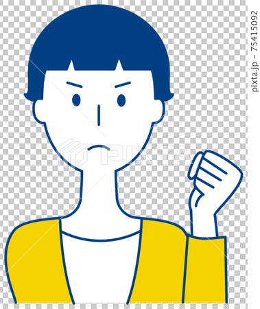 矢量圖的一個女人用拳頭舉起和憤怒的表情 75415092
