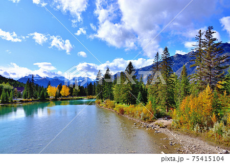ボウ川とカナディアンロッキー 75415104