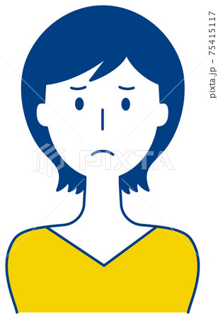 困った表情をする女性のベクターイラスト 困った表情をする女性のベクターイラスト 75415117