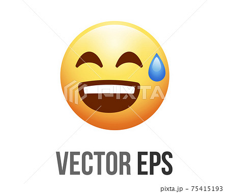 Vector gradient yellow careless face flat icon with blue sweat Vector gradient yellow careless face flat icon with blue sweat 75415193