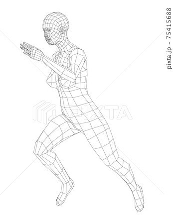 Wireframe running woman. Vector 75415688