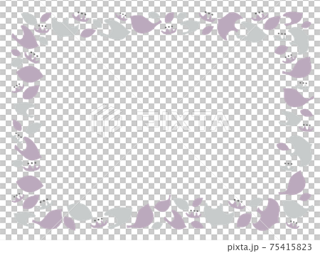 Scandinavian cute bird (violet) frame / handwritten illustration material 75415823