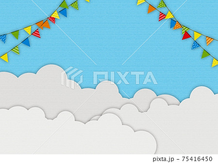 紙工作のような雲と空の背景 No 02のイラスト素材