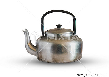 Aluminum tea pot kettle stove top isolated on white background. Aluminum tea pot kettle stove top isolated on white background. 75416609