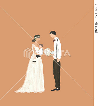 ファミリーウエディング、ウェルカムベビー、パパママ婚、子連れ、結婚、ウエディング、テキストなし ファミリーウエディング、ウェルカムベビー、パパママ婚、子連れ、結婚、ウエディング、テキストなし 75416634