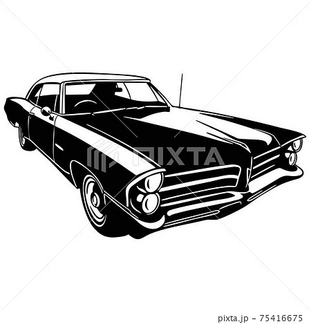 Muscle car - Old USA Classic Car, 1960s, Muscle car Stencil - Vector Clip Art for tshirt and emblem 75416675