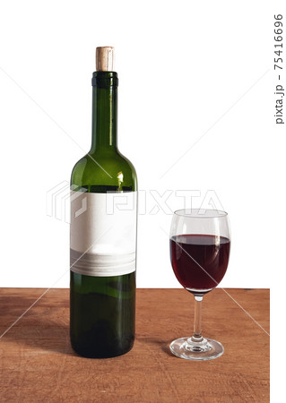 Close up of opened wine bottles ready to serve. Close up of opened wine bottles ready to serve. 75416696