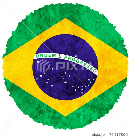 ブラジル　 国旗　水彩　アイコン 75417369