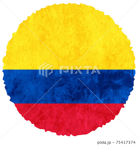 コロンビア　 国旗　水彩　アイコン 75417374
