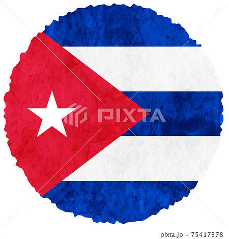 キューバ　 国旗　水彩　アイコン 75417378