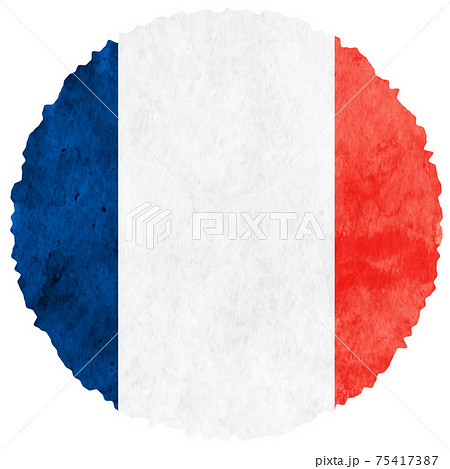 フランス　 国旗　水彩　アイコン