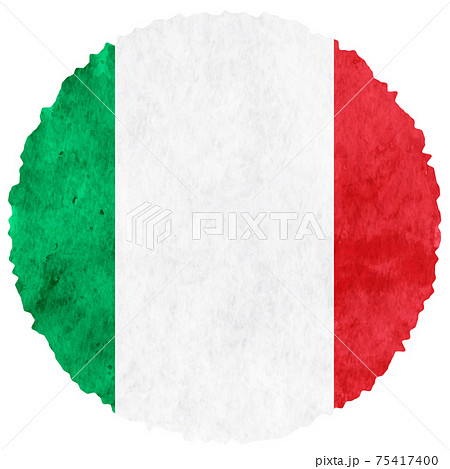 イタリア 国旗 水彩 アイコンのイラスト素材