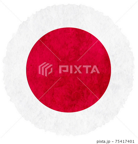 日本　 国旗　水彩　アイコン