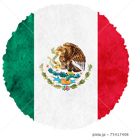 メキシコ 国旗 水彩 アイコンのイラスト素材