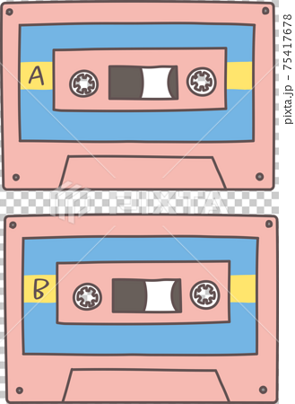 手描きのカセットテープのイラストのイラスト素材