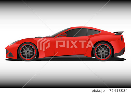 The car is a passenger car of red color. Vector image on white background EPS-10. 75418384