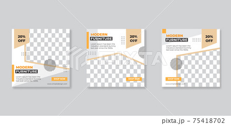 Modern furniture promotion square web banner for social media post template. Modern furniture promotion square web banner for social media post template. 75418702