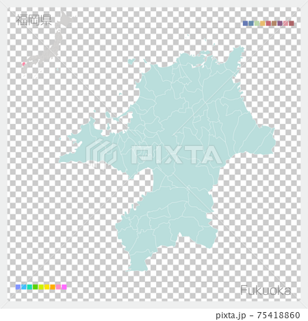 福岡県の地図・Fukuoka（市町村・区分け） 75418860