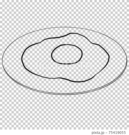 シンプルな目玉焼きの線画イラストのイラスト素材