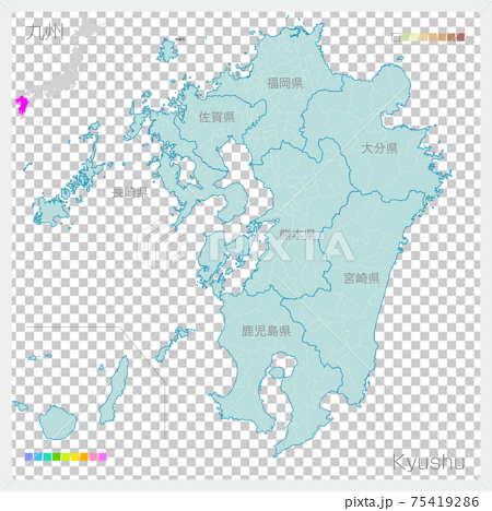 九州地方の地図・Kyushu 75419286
