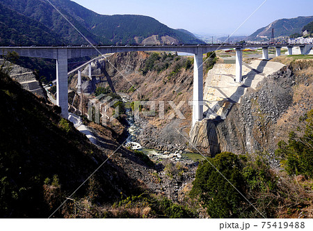 熊本地震から復旧した新阿蘇大橋、2021年3月7日の開通から3日後に撮影 75419488