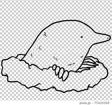 Line art illustration of moles coming out of the soil 75420169