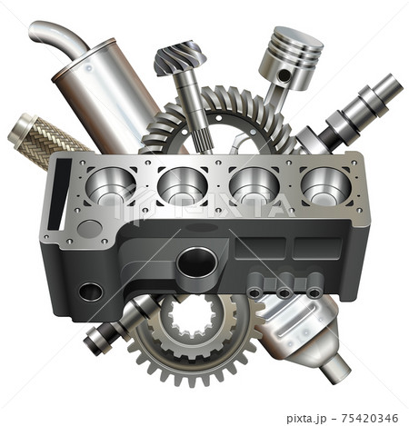 Vector Engine Block with Parts 75420346