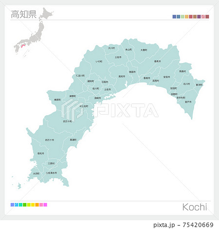 高知県の地図（市町村・区分け）