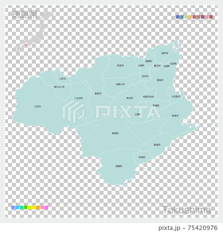 Map of Tokushima Prefecture / Tokushima (Municipalities / divisions) 75420976